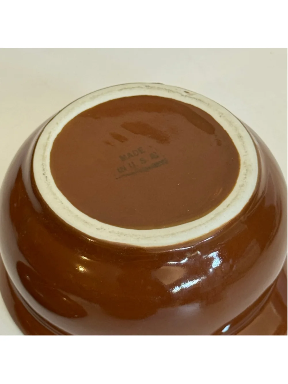 Vintage Hall USA Brown Cream Stoneware Individual Casserole Crocks Lids Set 2